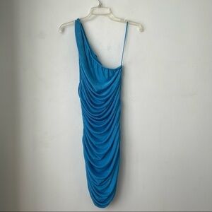 Princess Polly Lioness The Goddess Blue One Shoulder Ruched Bodycon Dress M